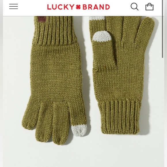 Lucky Brand Ribbed Wool Knit Texting Glove ✨ Dark Green - Picture 5 of 5